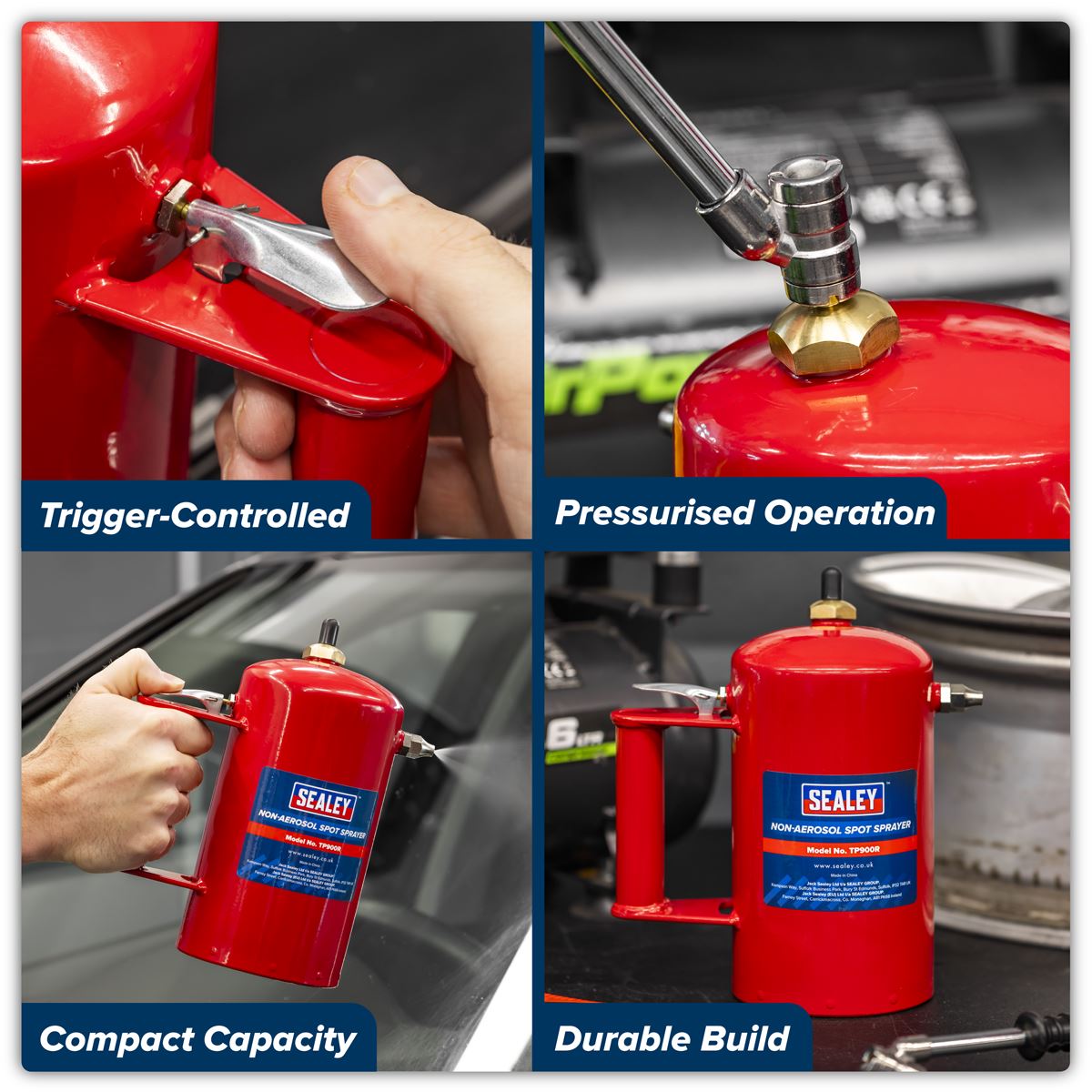 Sealey Non Aerosol Spot Sprayer Red Reusable & Refillable Any Air Supply TP900R