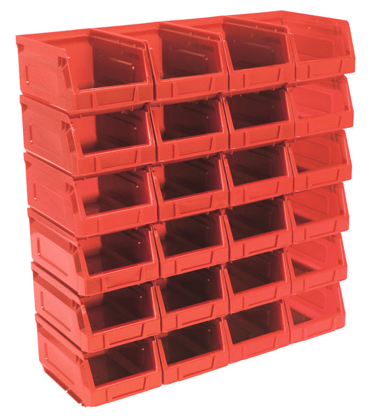 Sealey Plastic Storage Bin 105 x 165 x 85mm - Red Pack of 24 TPS224R