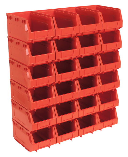 Sealey Plastic Storage Bin 150 x 240 x 130mm - Red Pack of 24 TPS324R