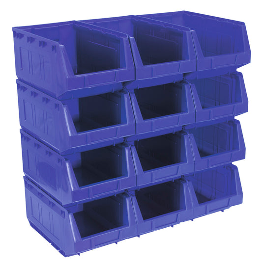 Sealey Plastic Storage Bin 210 x 355 x 165mm - Blue Pack of 12 TPS412B