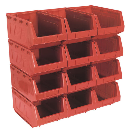 Sealey Plastic Storage Bin 210 x 355 x 165mm - Red Pack of 12 TPS412R