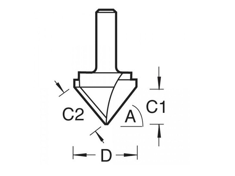 Trend 10/11 x 1/2 TCT V-Groove Chamfer 45° 19.0 x 38mm TRE101112TC