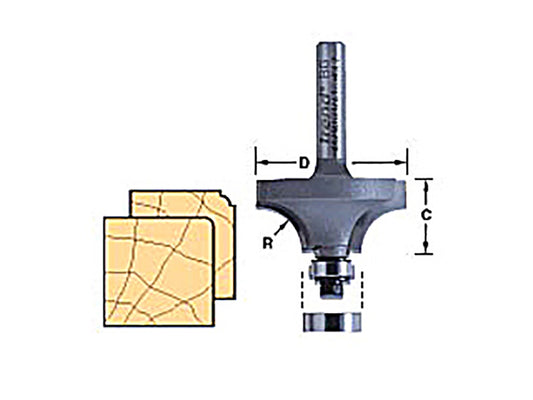 Trend 46/115 x 1/4 TCT Bearing Guided Ovolo & Round Over 1.6mm Radius TRE4611514TC