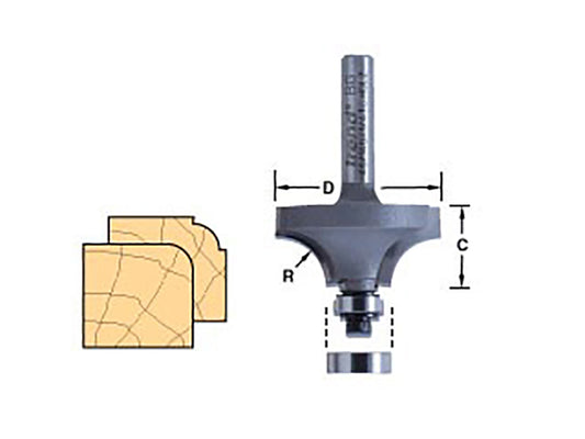 Trend 46/12 x 1/4 TCT Bearing Guided Ovolo & Round Over 4.8mm Radius TRE461214TC