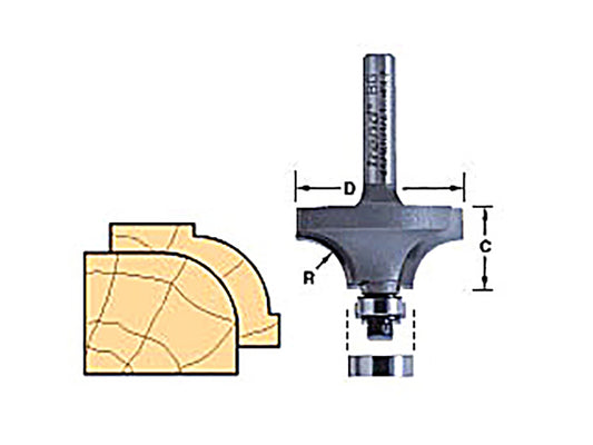 Trend 46/150 x 1/2 TCT Bearing Guided Ovolo & Round Over 12.7mm Radius TRE4615012TC