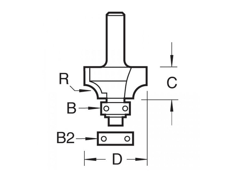 Trend 46/17 x 1/2 TCT Bearing Guided Ovolo & Round Over 19.1mm Radius TRE461712TC