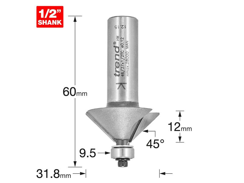 Trend 46/37 x 1/2 TCT Bearing Guided Chamfer 45° 31.8 x 12mm TRE463712TC
