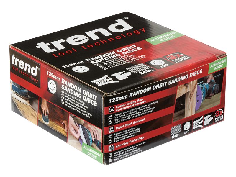 Trend Aluminium Oxide Orbital Sanding Disc 125mm x 240G (Pack 10) TREAB125240A