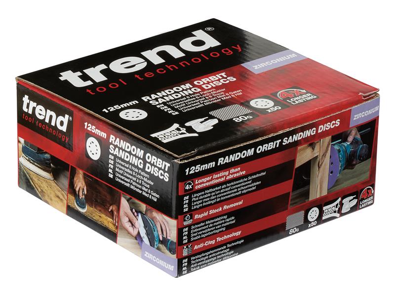 Trend Zirconium Orbital Sanding Disc 125mm x 80G (Pack 50) TREAB12580ZB