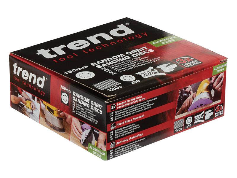Trend Aluminium Oxide Orbital Sanding Disc 150mm x 120G (Pack 50) TREAB150120B
