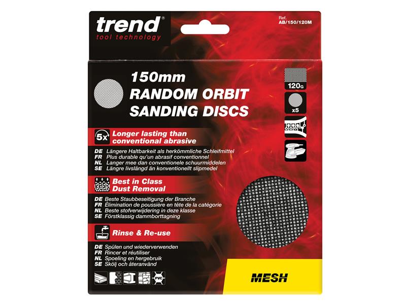 Trend Mesh Random Orbital Sanding Disc 150mm x 240G (Pack 5) TREAB150240M