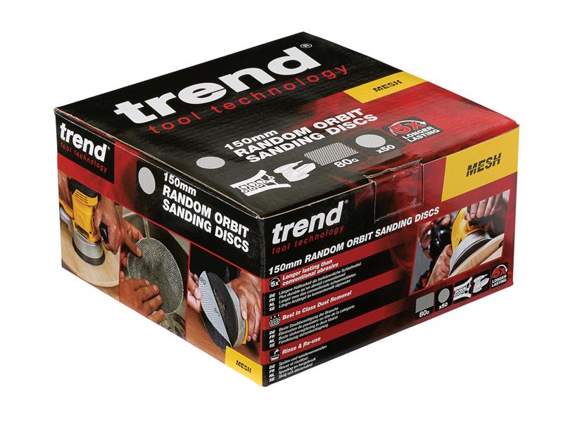 Trend Mesh Random Orbital Sanding Disc 150mm x 80G (Pack 50) TREAB1508MB