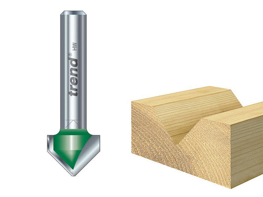 Trend C044 x 1/4 TCT CraftPro Chamfer V-Groove Cutter 45° 6.0 x 12.7mm TREC04414TC