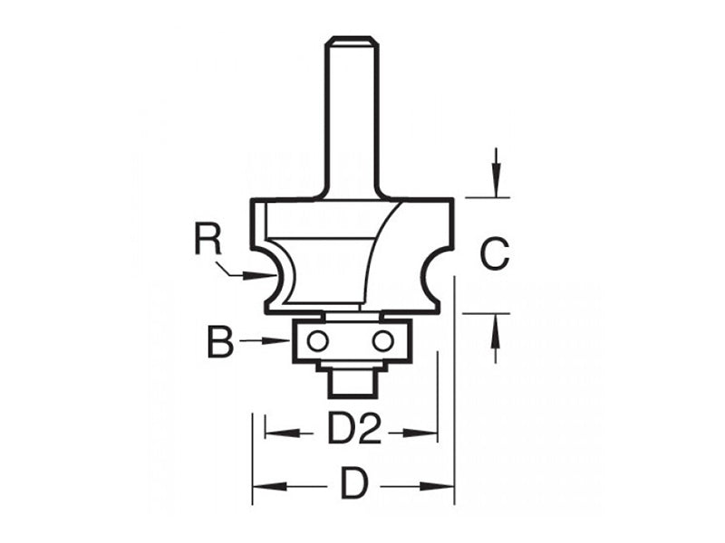 Trend C130 x 1/4 TCT Bearing Guided Corner Bead 4.8mm Radius TREC13014TC