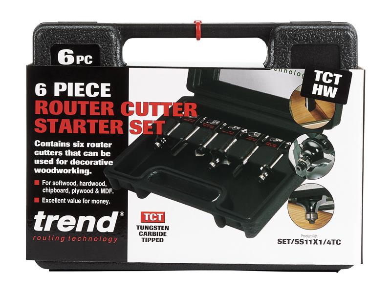 Trend 1/4in TCT Router Cutter Set, 6 Piece TRESET6PC14