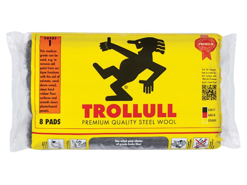 Trollull Extra Large Steel Wool Pads Grade 1 (Pack 8) TRO771214