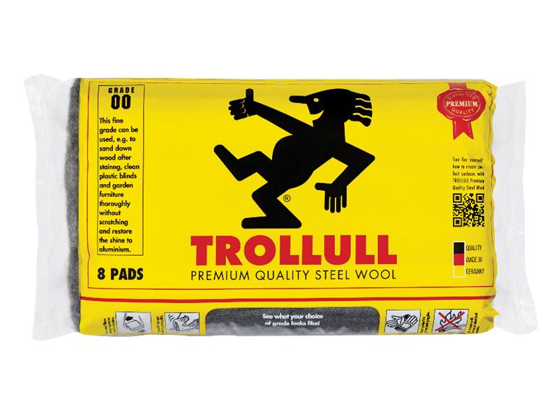Trollull Extra Large Steel Wool Pads Grade 00 (Pack 8) TRO771274