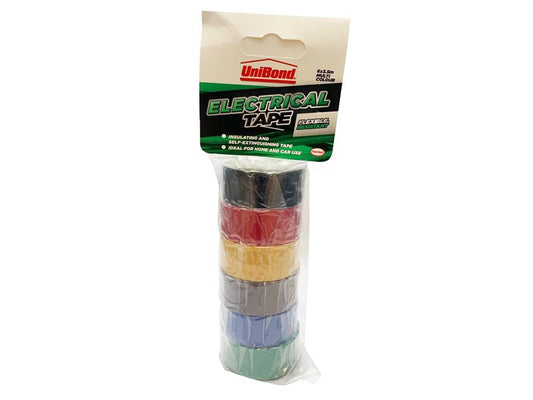 UniBond Electrical Tape (6 Colour Pack) 19mm x 3.5m UNI1415390