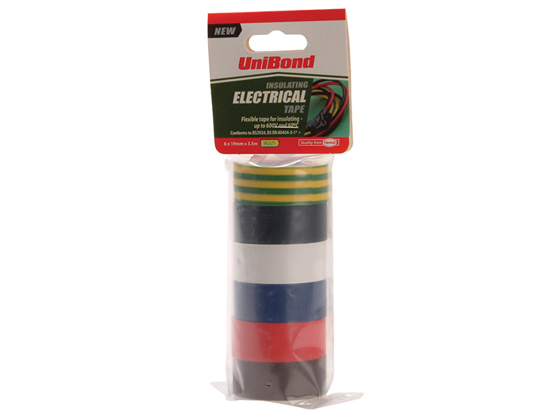 UniBond Electrical Tape (6 Colour Pack) 19mm x 3.5m UNI1415390