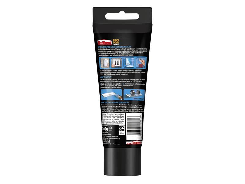 UniBond No More Nails Waterproof Grab Adhesive Tube 340g UNI2925518