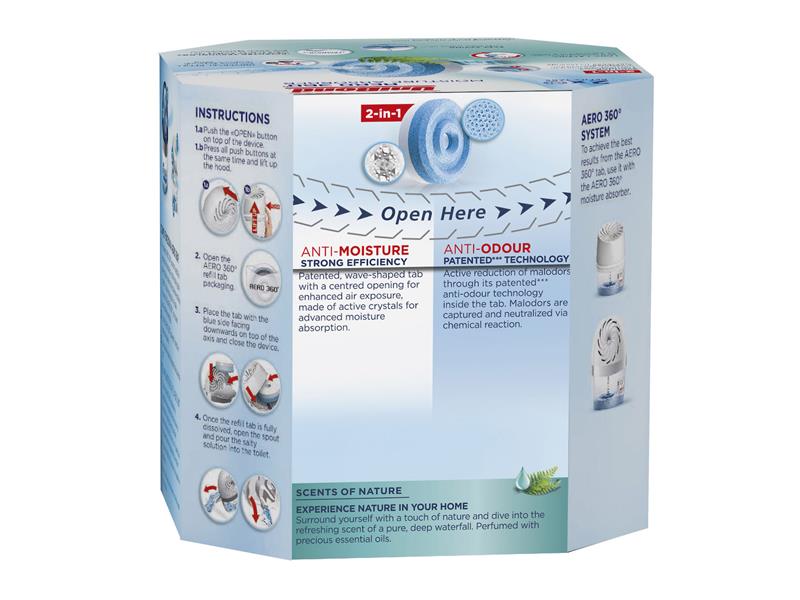 UniBond Aero 360 Moisture Absorber Waterfall Freshness Refill (Pack 2) UNI360RWATER