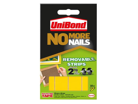 UniBond No More Nails Removable Pads 19mm x 40mm (Pack of 10) UNI781739