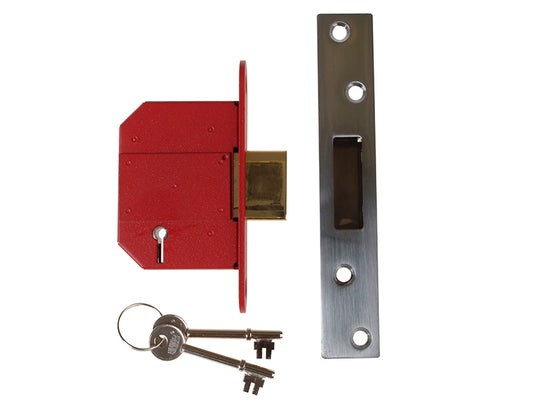 UNION StrongBOLT 2100S BS 5 Lever Mortice Deadlock 68mm 2.5in Satin Chrome Box UNNJ2100SC25