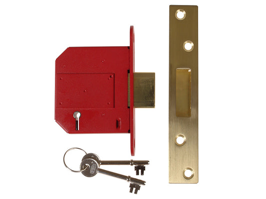 UNION StrongBOLT 2100S BS 5 Lever Mortice Deadlock 81mm 3in Satin Brass Visi UNNY2100SP30