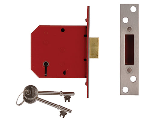 UNION 2101 5 Lever Mortice Deadlock Satin Chrome Finish 77.5mm 3in Box UNNJ2101SC30