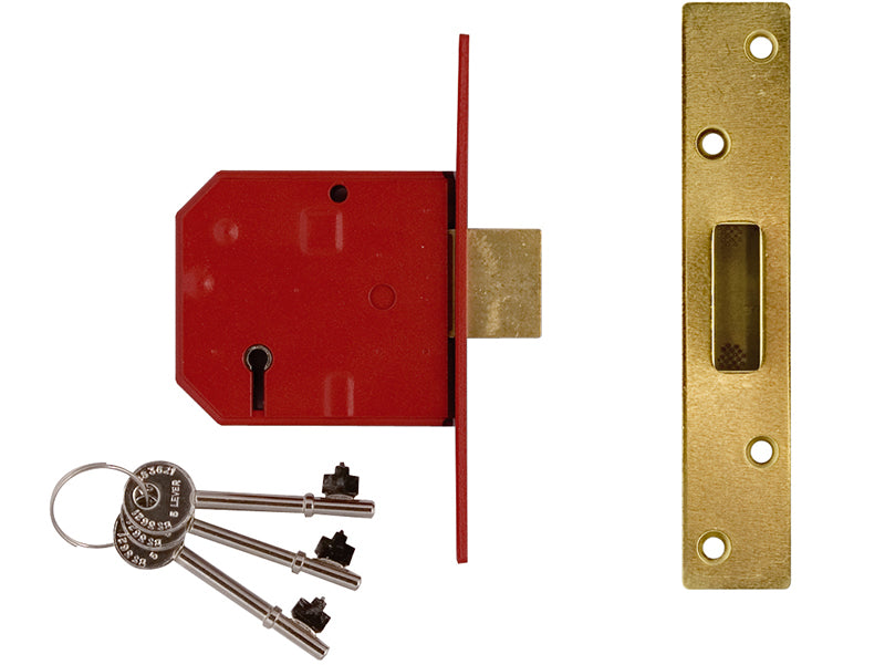 UNION 2134E 5 Lever BS Mortice Deadlock Satin Brass Finish 79.5mm 3in Box UNNJ2134EP30