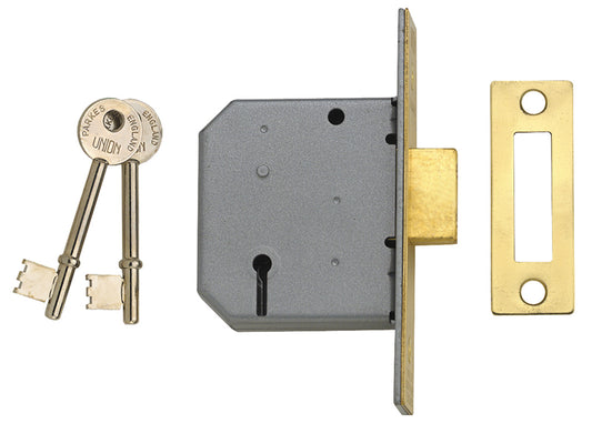 UNION 2177 3 Lever Mortice Deadlock Satin Chrome 77.5mm 3in Visi UNNY2177SC30