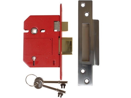 UNION StrongBOLT 2200S BS 5 Lever Mortice Sashlock Satin Chrome 81mm Box UNNJ2200SC30