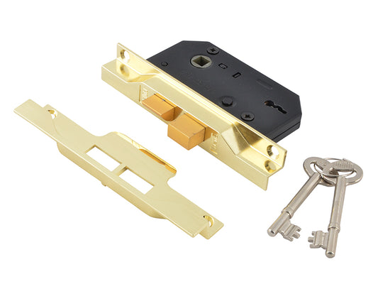 UNION 2242 2 Lever Mortice Rebated Sashlock Electro Brass 65.5mm 2.5in Visi UNNY2242EB25