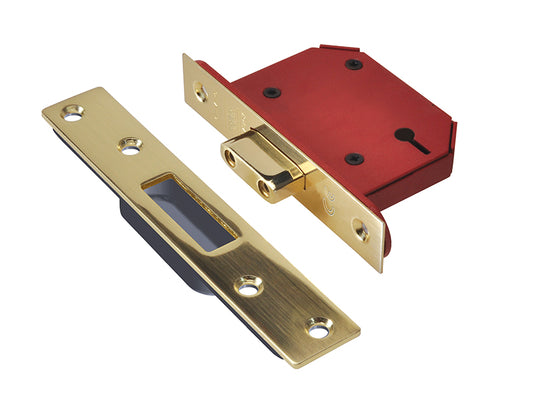 UNION StrongBOLT 2103S 3 Lever Mortice Deadlock Polished Brass 68mm 2.5in Visi UNNY2103PB25