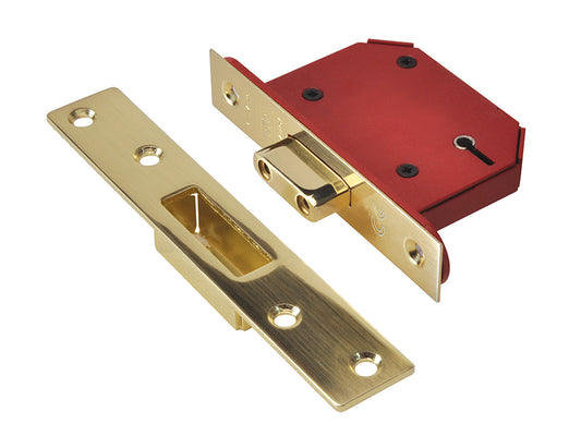 UNION StrongBOLT 2105S Polished Brass 5 Lever Mortice Deadlock Visi 68mm 2.5in UNNY2105PB25