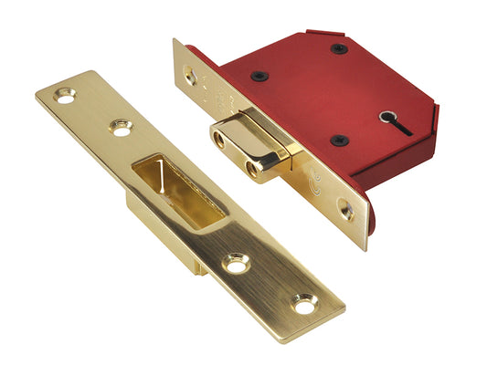UNION StrongBOLT 2105S Polished Brass 5 Lever Mortice Deadlock Visi 81mm 3in UNNY2105PB30