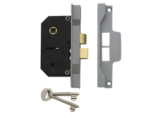 UNION 2242 2 Lever Mortice Rebated Sashlock Silver Enamel 65.5mm 2.5in Visi UNNY2242SE25
