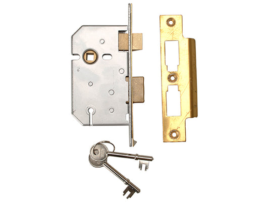 UNION 2277 3 Lever Mortice Sashlock Polished Brass 65mm 2.5in Visi UNNY2277PL25