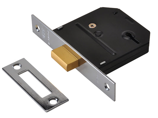 UNION ES-DL Essentials 3 Lever Mortice Deadlock Chrome 65mm 2.5in Visi UNNYESDLCH25