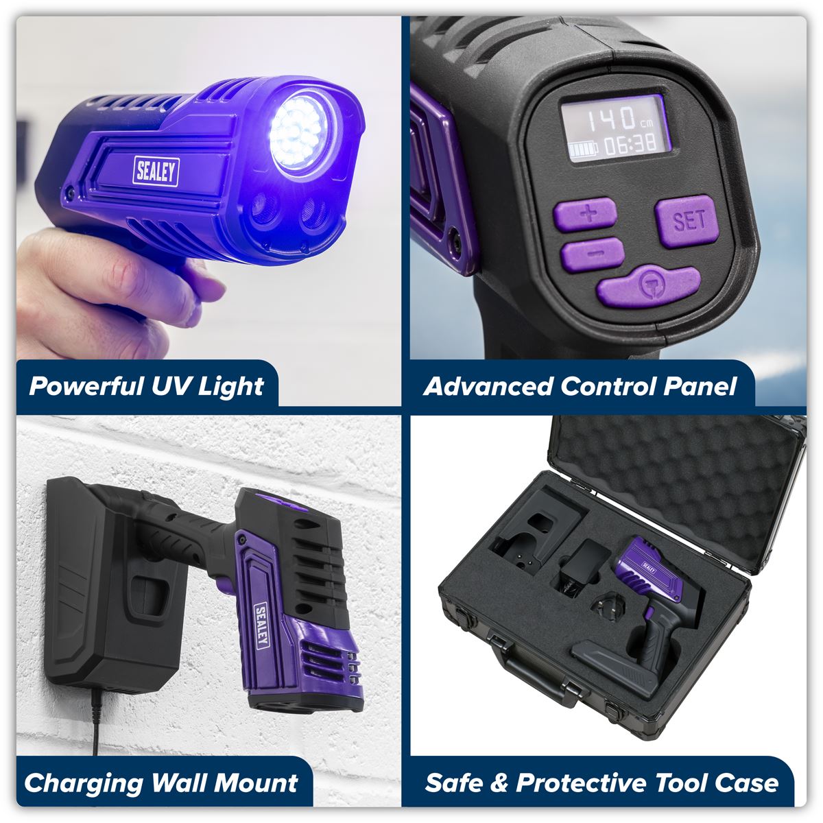 Sealey Rechargeable Inspection UV Curing Light Kit 66W Lithium-ion 11.1V UVC01