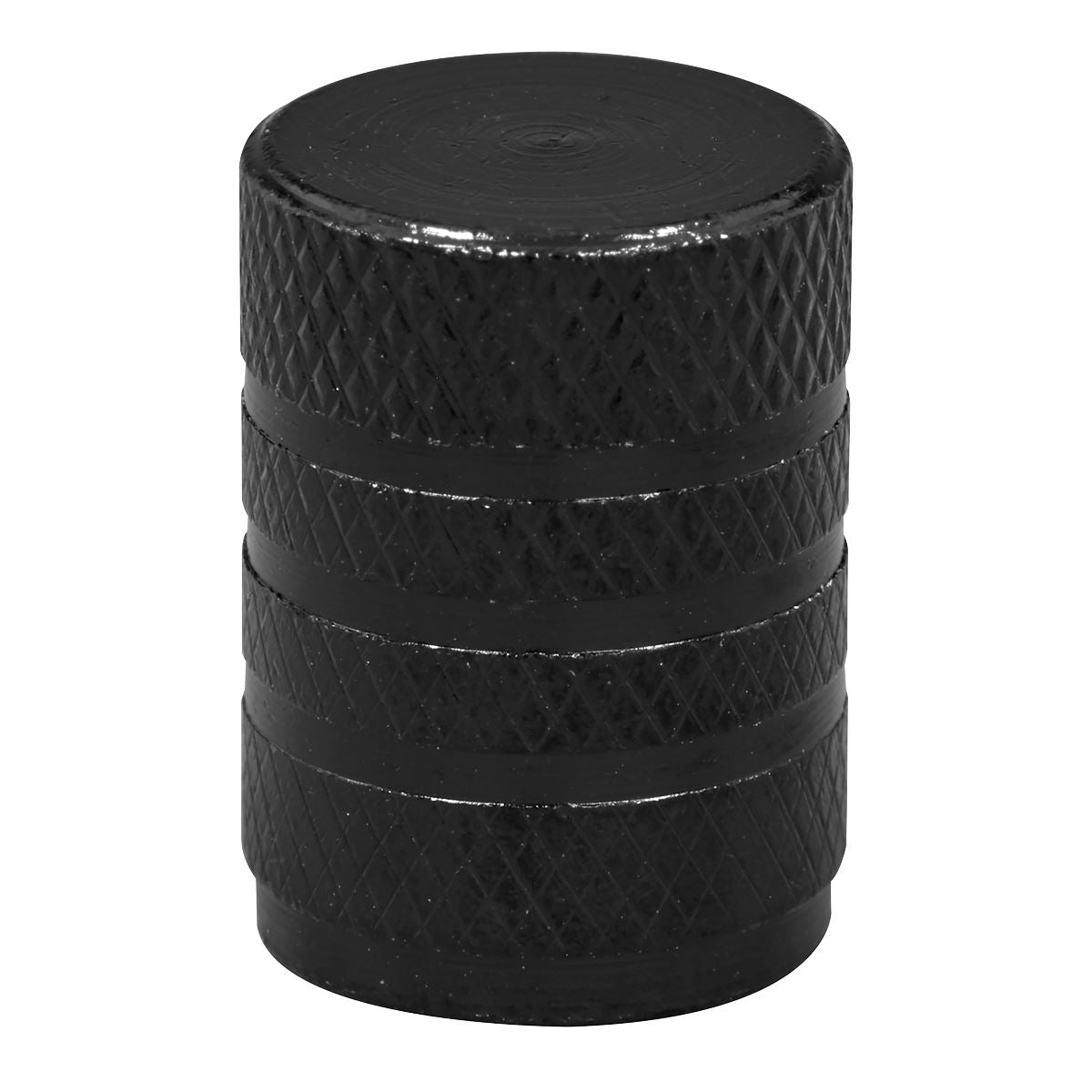 Sealey Vehicle Aluminium Valve Cap 4pc Black Anodised Knurled VCB4
