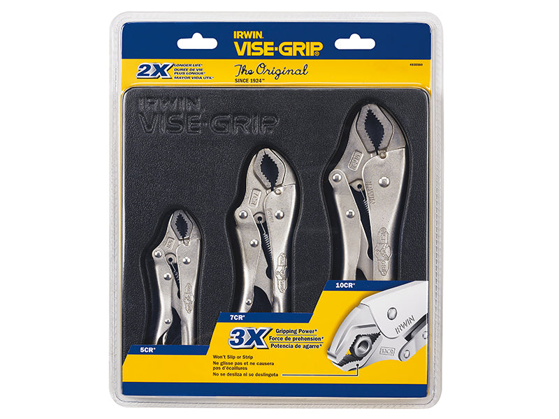 IRWIN Vise-Grip Curved Jaw Locking Pliers Set of 3 (5CR/7CR/10CR) VIS10508020