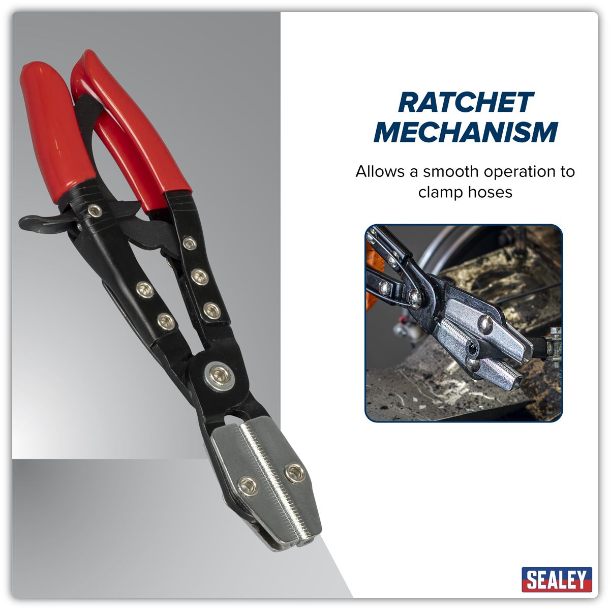 Sealey Ratchet Hose Clamp Pliers 210mm For Coolant Brake And Fuel Hoses VS0034