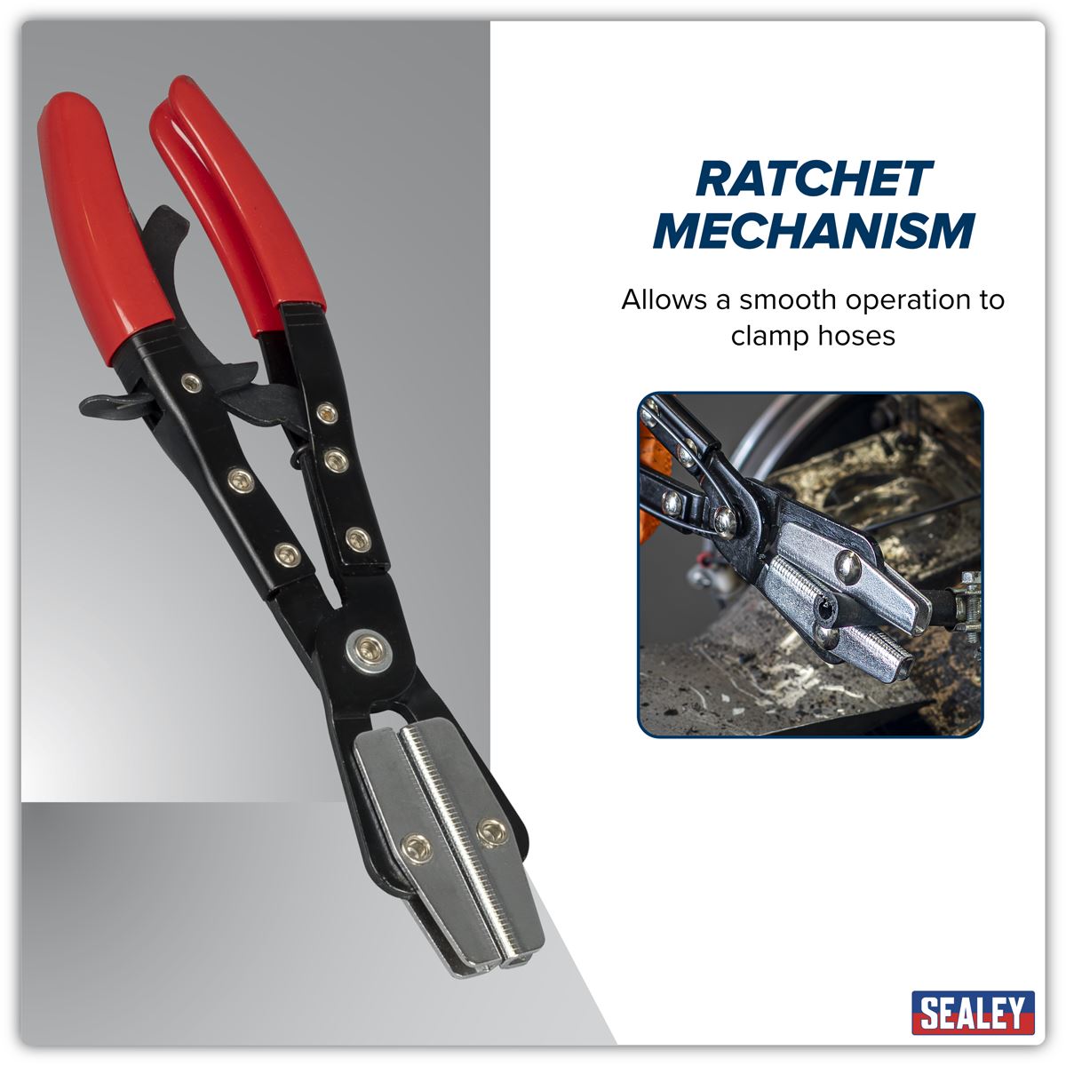 Sealey Ratchet Hose Clamp Pliers 250mm For Coolant Brake And Fuel Hoses VS0035