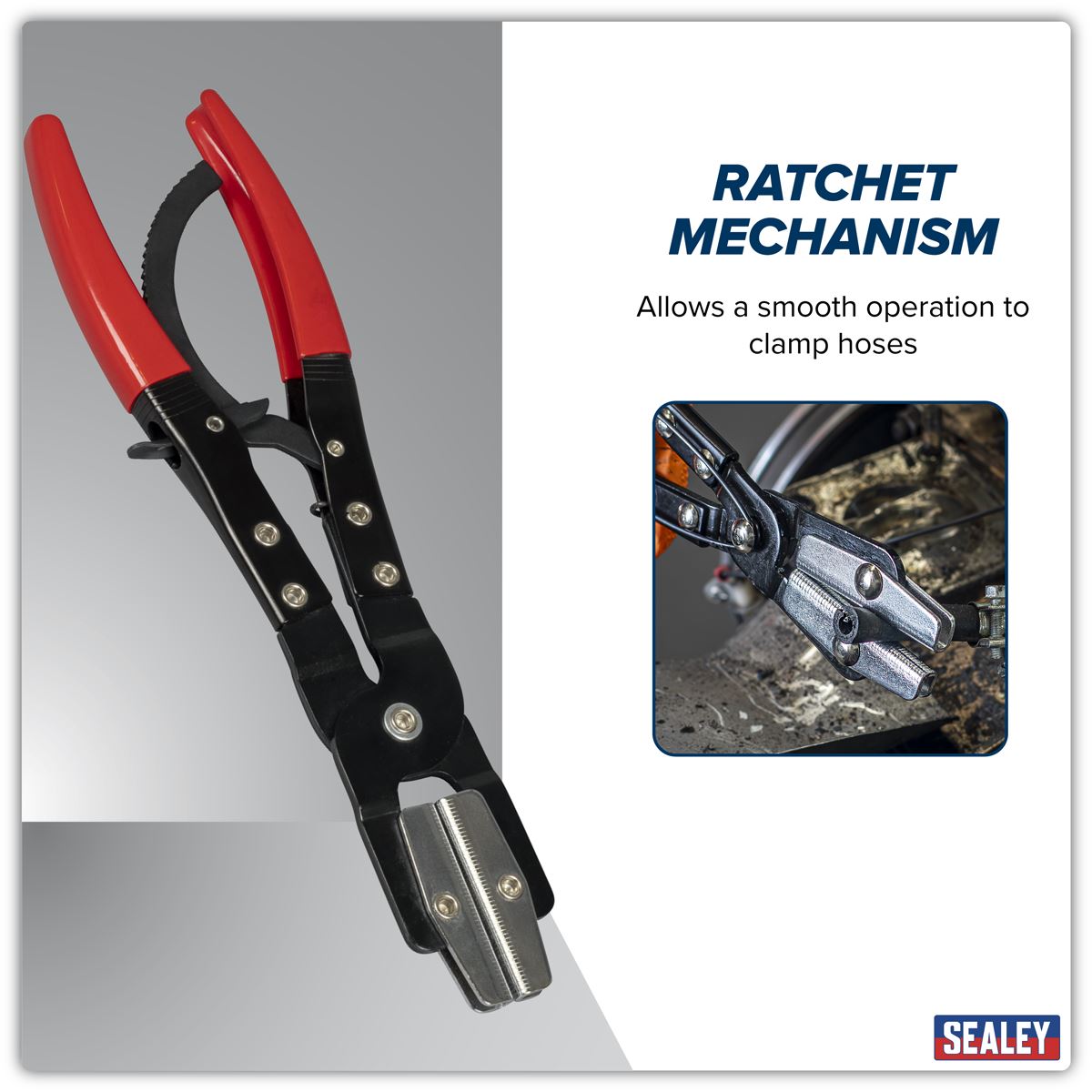 Sealey Ratchet Hose Clamp Pliers 310mm For Coolant Brake And Fuel Hoses VS0036