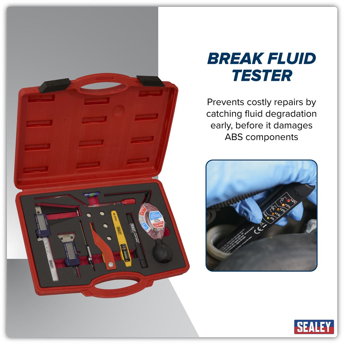 Sealey Car Kit brakes Discs & Fluid Tyre Depth Antifreeze Air Con Temp VS08KIT