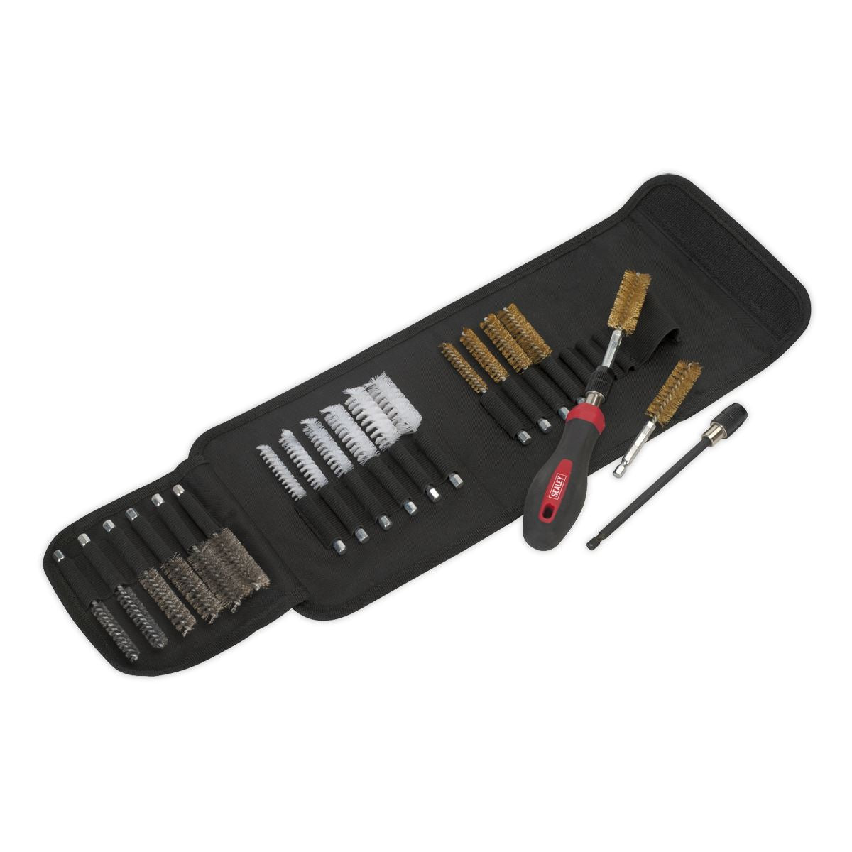 Sealey Cleaning & Decarbonising Wire Brush Set 20pc brass steel & nylon VS1800