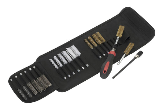 Sealey Cleaning & Decarbonising Wire Brush Set 20pc brass steel & nylon VS1800