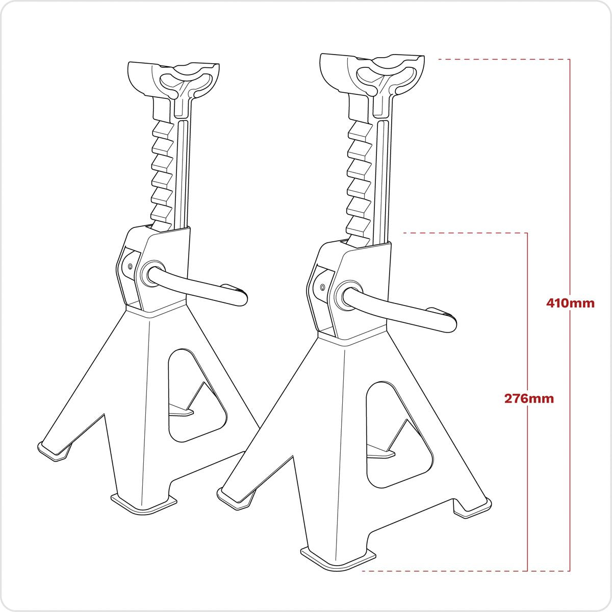 Sealey Axle Stands (Pair) 2 Tonne Capacity per Stand Ratchet Type - Hi-Vis Green VS2002HV