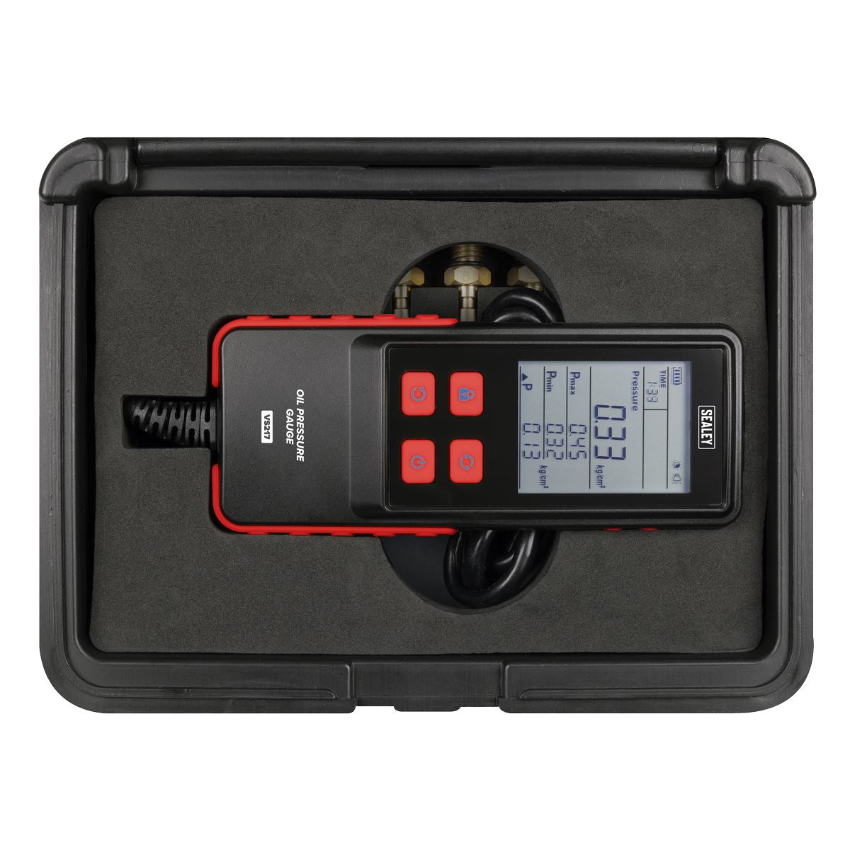 Sealey Digital Oil Pressure Test Kit 18pc 0-435psi 0-30 bar PSI kg/cm² VS217